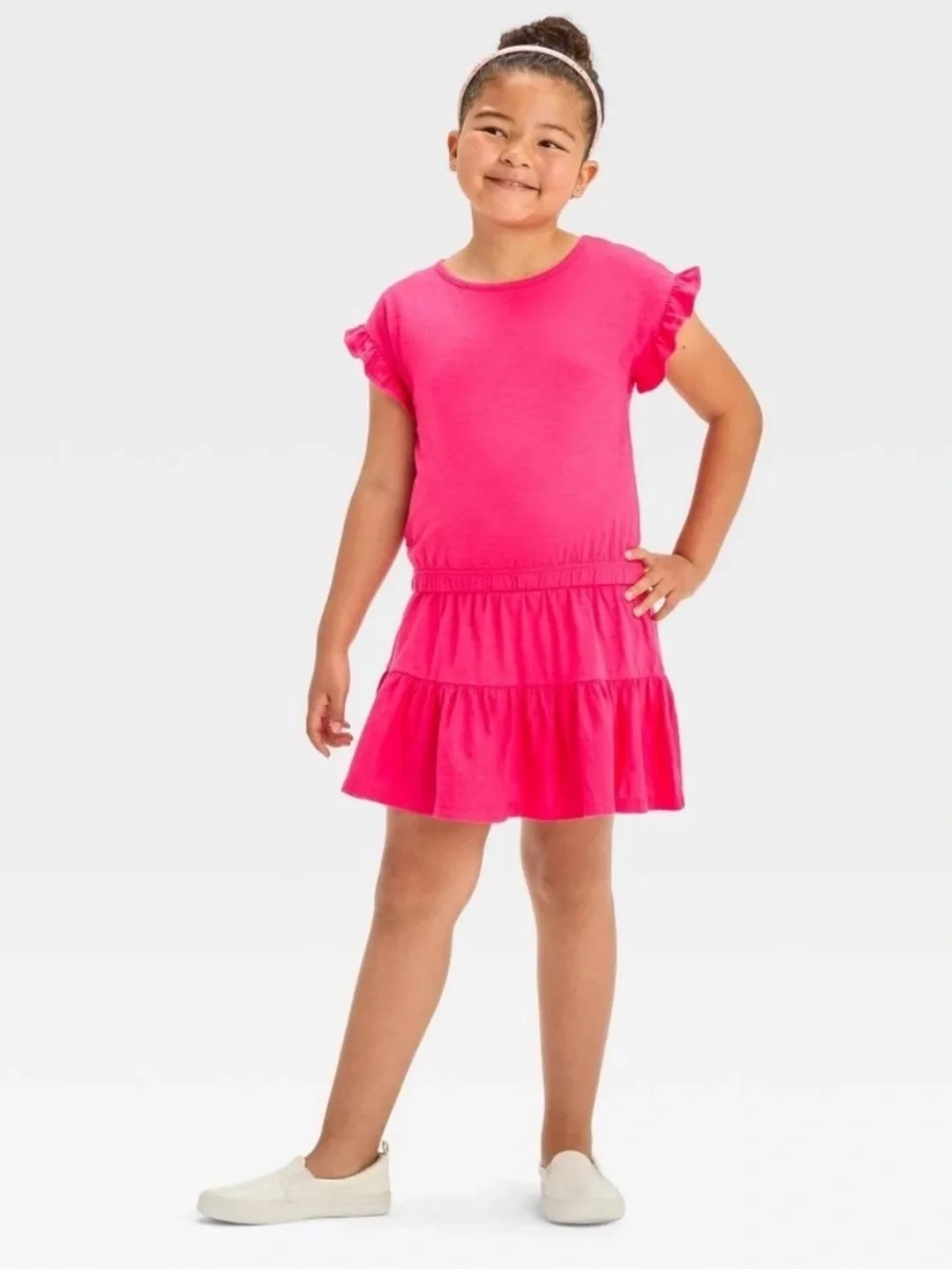 Cat & Jack Girls' 2Pc Short Sleeve Shirt & Skort Set - Dark Pink L
